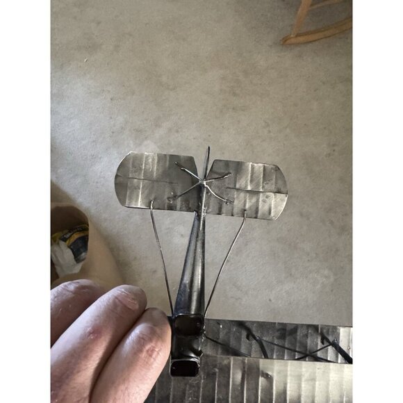 Silver Metal Bi Plane Model Airplane k796 - Picture 5 of 6